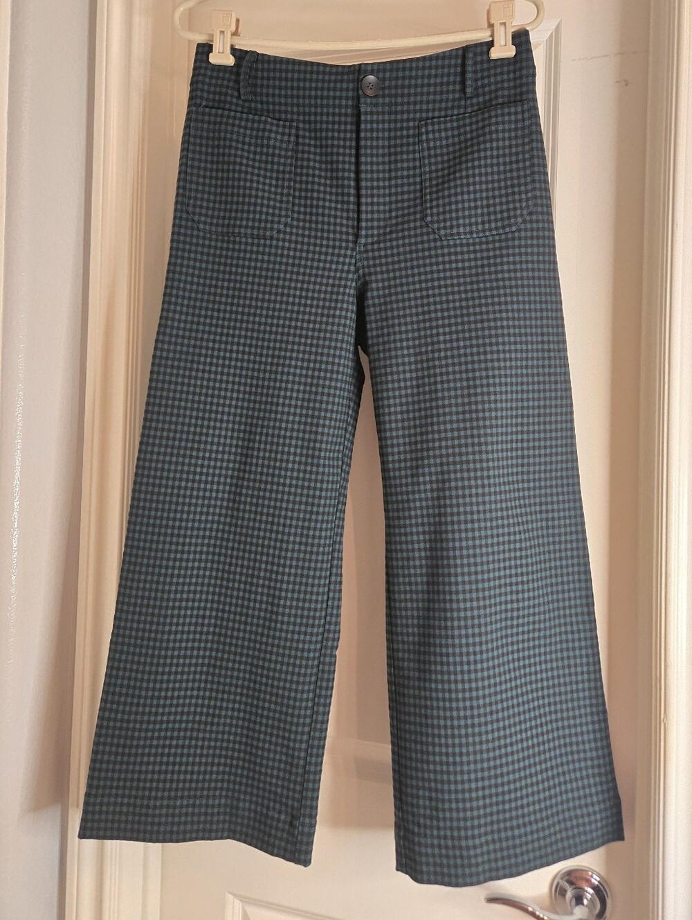 ee:some Green & Black Gingham Checkered High-Rise Wide Leg Pants, Size Large